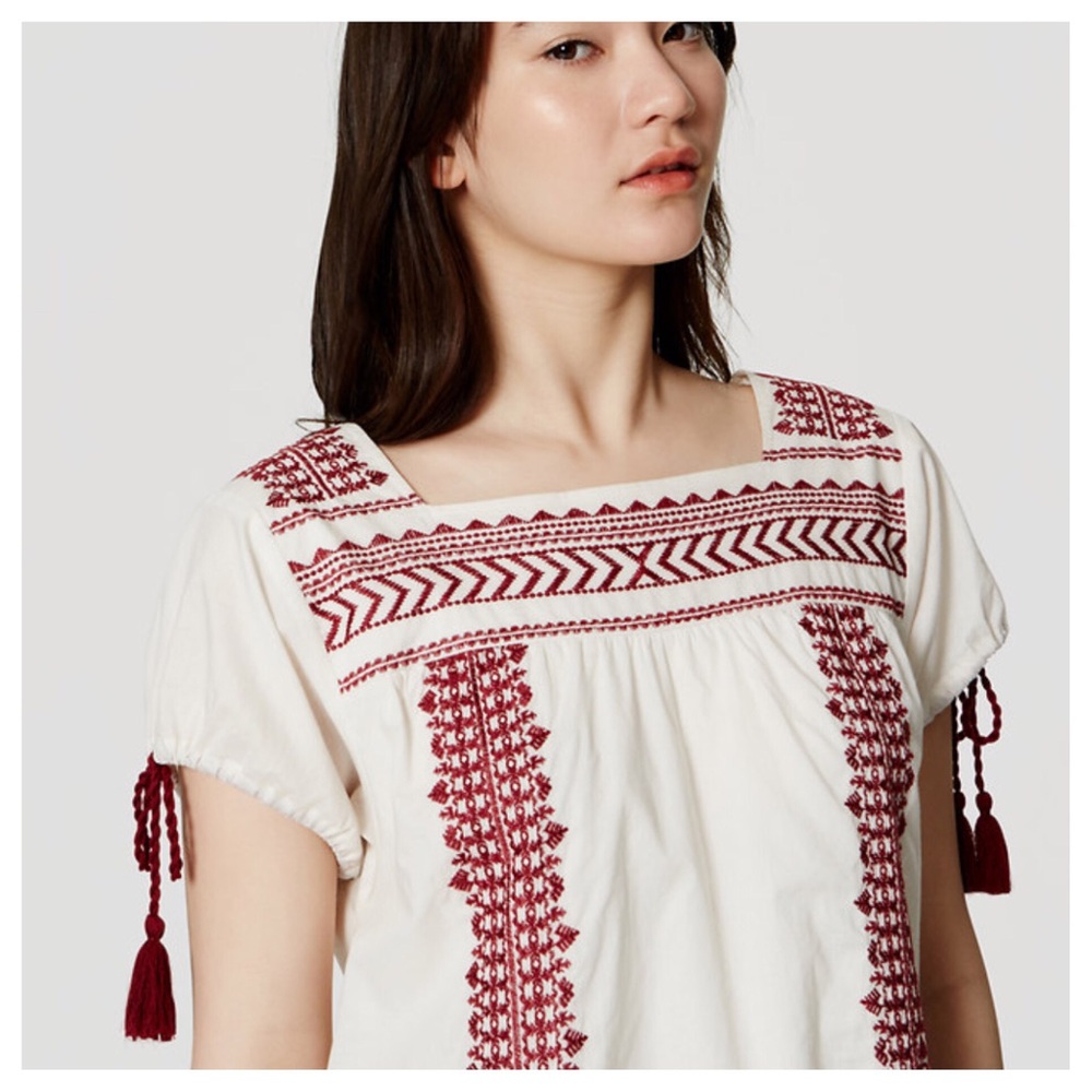 LOFT Sangria Peasant Dress Size M-Tall